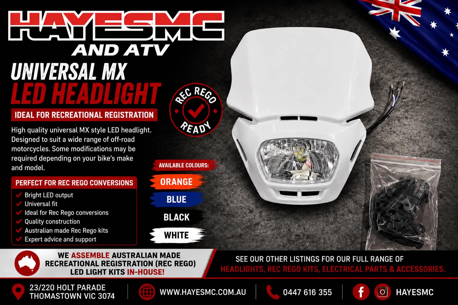Rec Reg Kit AC & DC - NO HEADLIGHT (Recreational registration)
