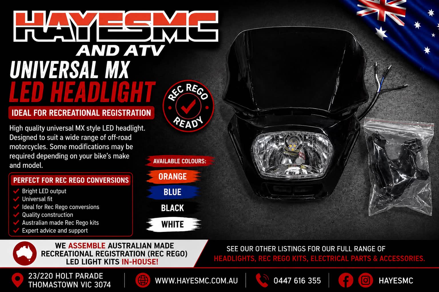 Rec Reg Kit AC & DC - NO HEADLIGHT (Recreational registration)