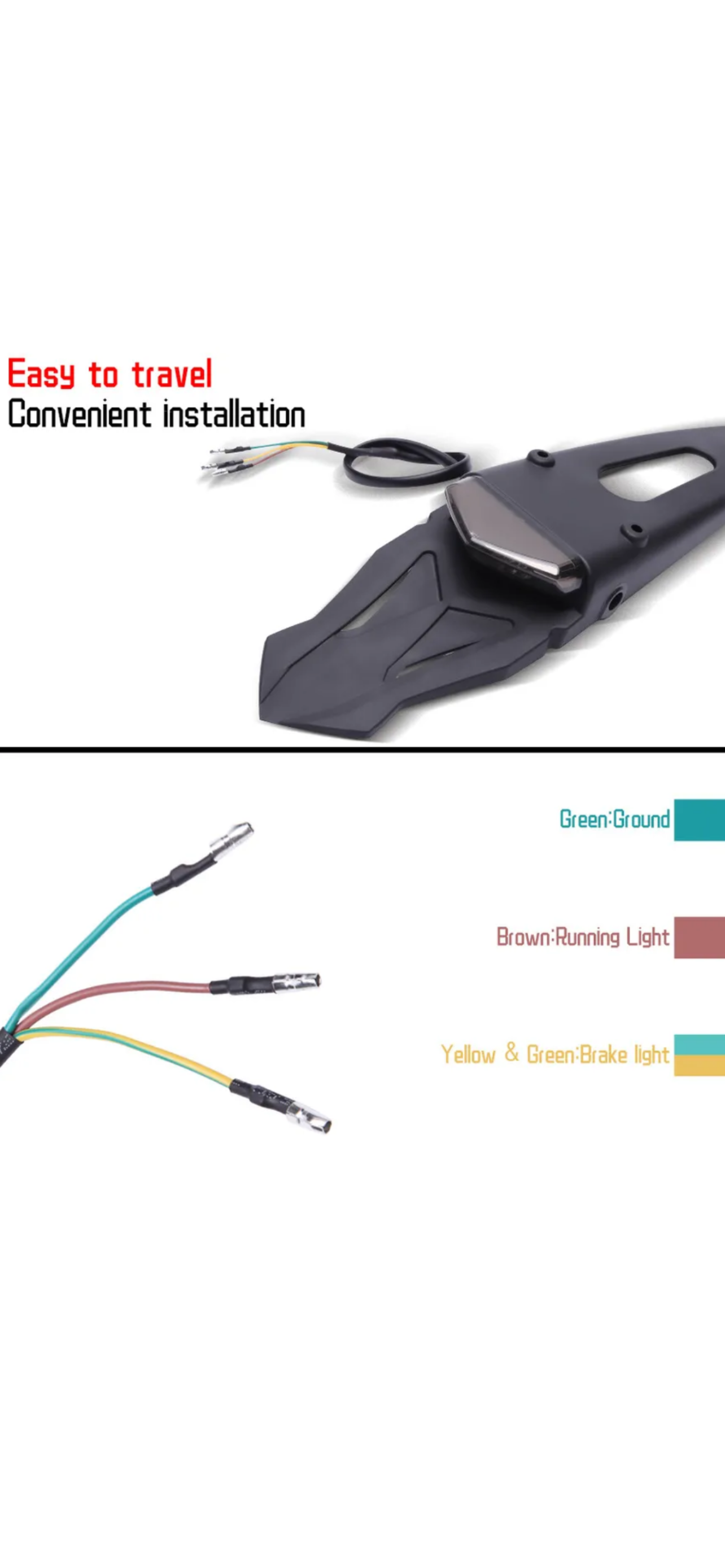 Dirt bike led stop tail and numberplate light for licence plate.