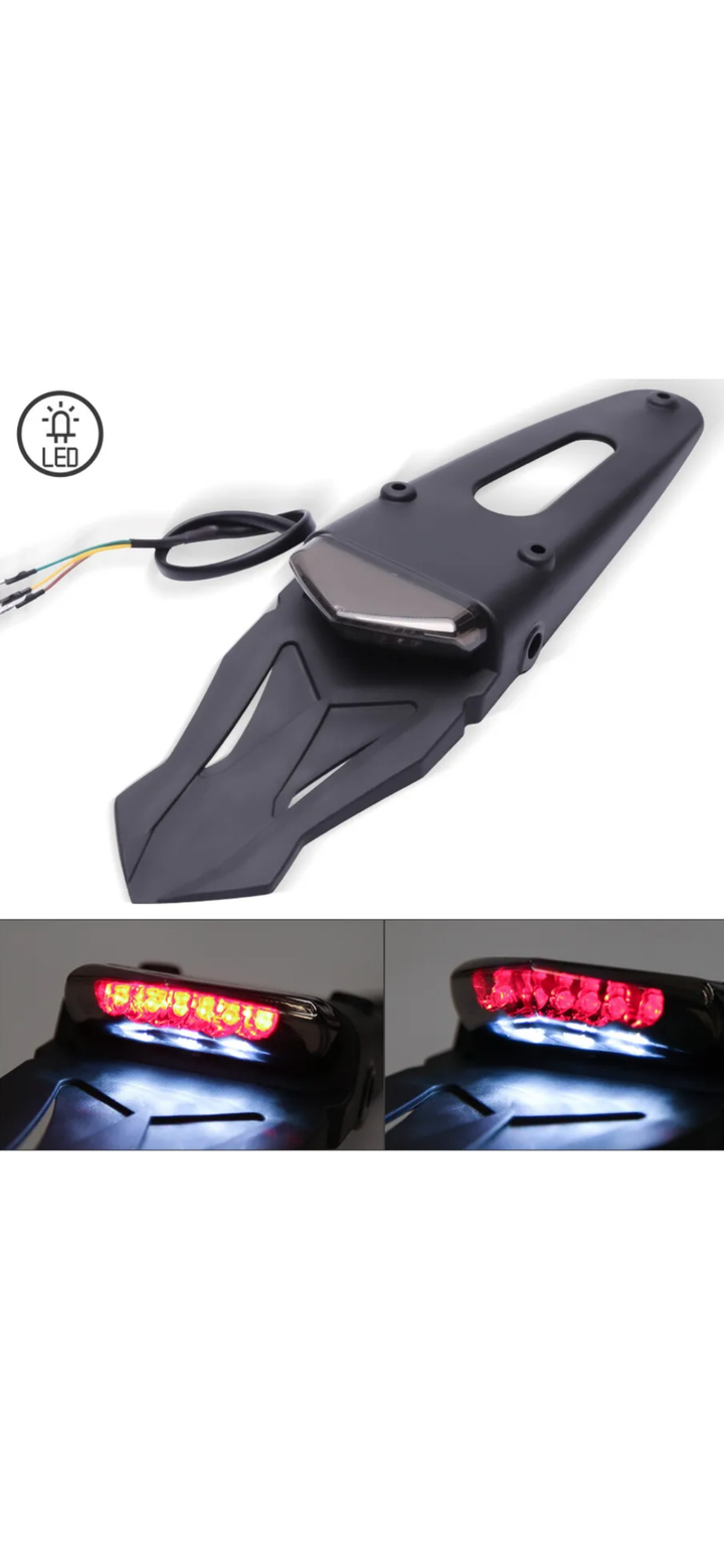 Dirt bike led stop tail and numberplate light for licence plate.