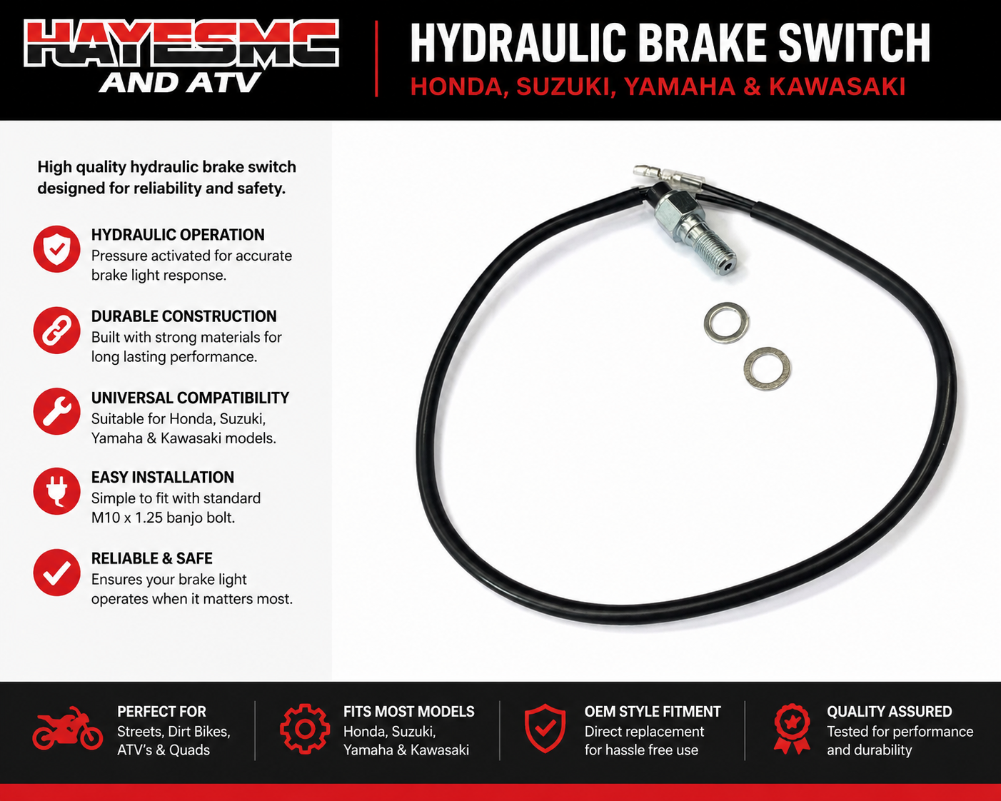 Hydraulic Brake Switch – Honda, Suzuki, Yamaha & Kawasaki