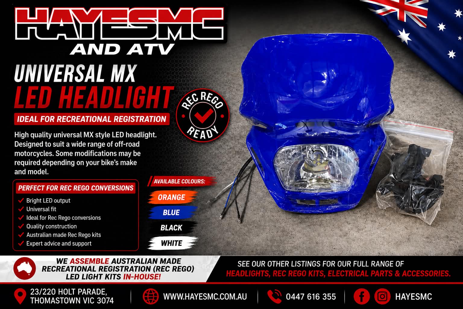 Rec Reg Kit AC & DC - NO HEADLIGHT (Recreational registration)
