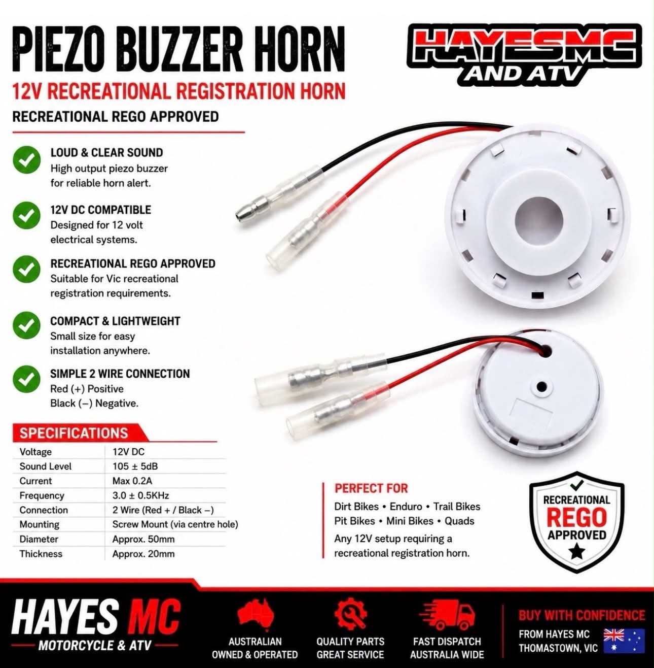 Buzzer Horn – 12V Recreational Registration Horn